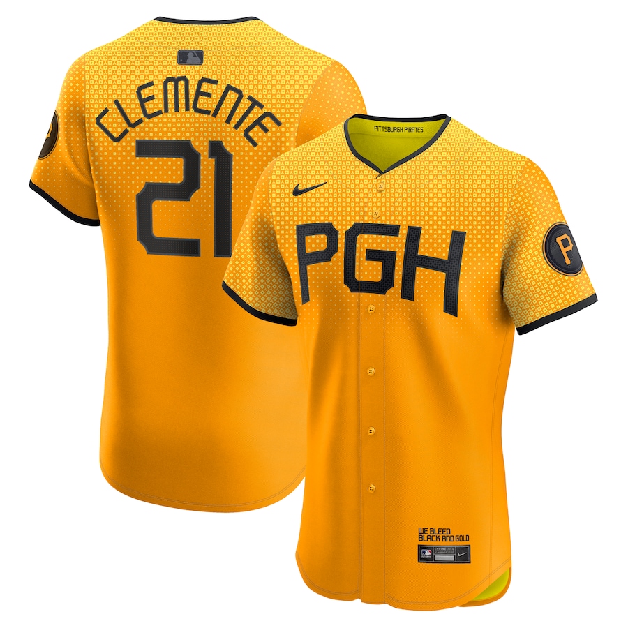 Men's Pittsburgh Pirates Roberto Clemente Nike Gold City Connect Elite Player Jersey