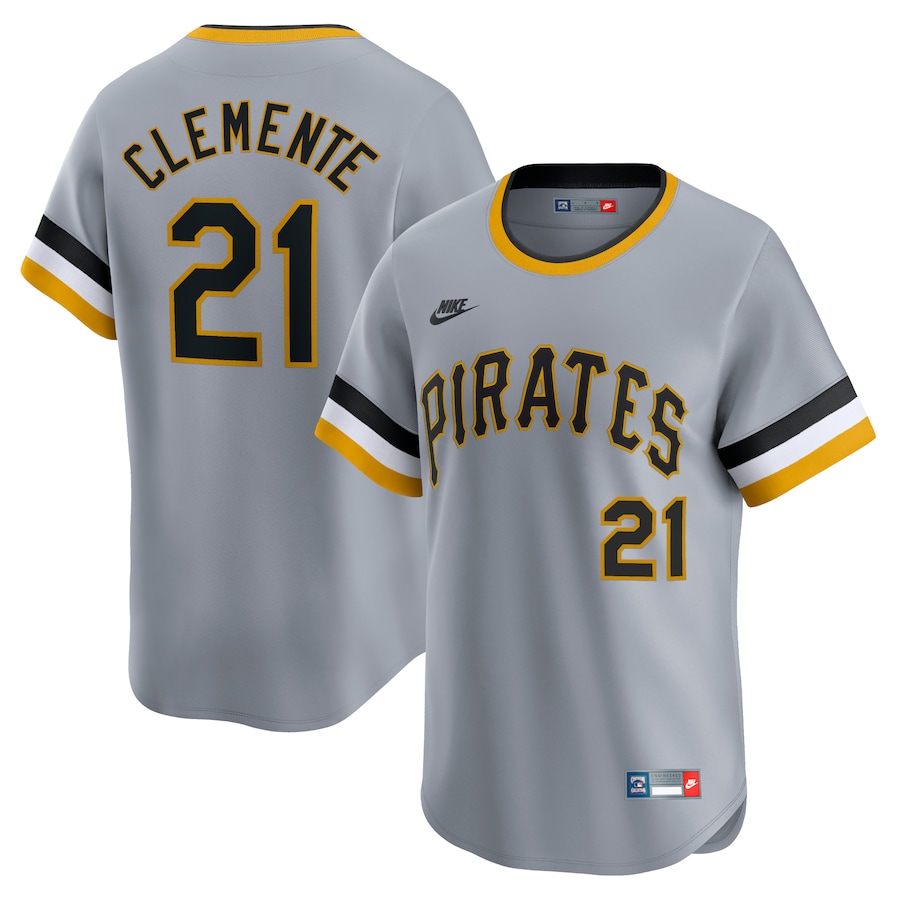 Men's Pittsburgh Pirates Roberto Clemente Nike Gray Throwback Cooperstown Collection Limited Jersey