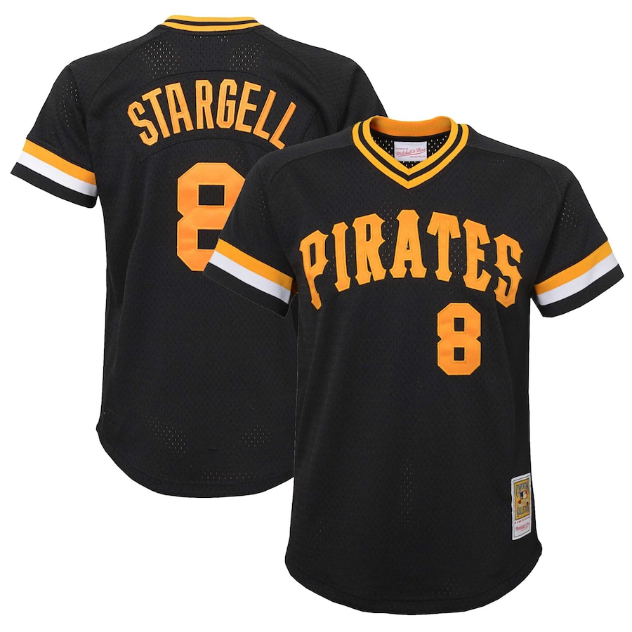 Youth Pittsburgh Pirates Willie Stargell Mitchell & Ness Black Cooperstown CollectionÂ Mesh Batting Practice Jersey